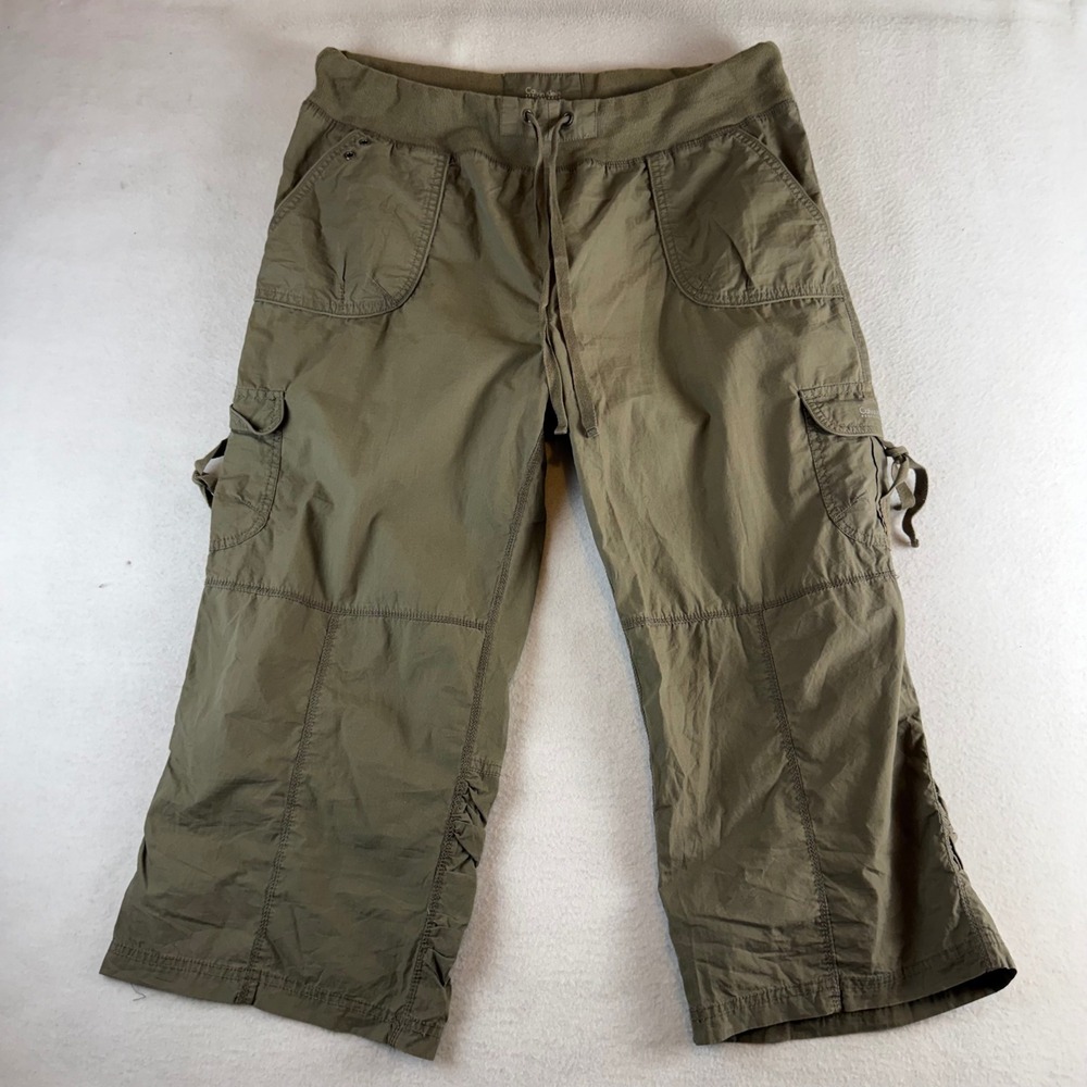 Calvin Klein Performance Olive Green Cargo Capri Pants Women XL Quick Dry Cotton